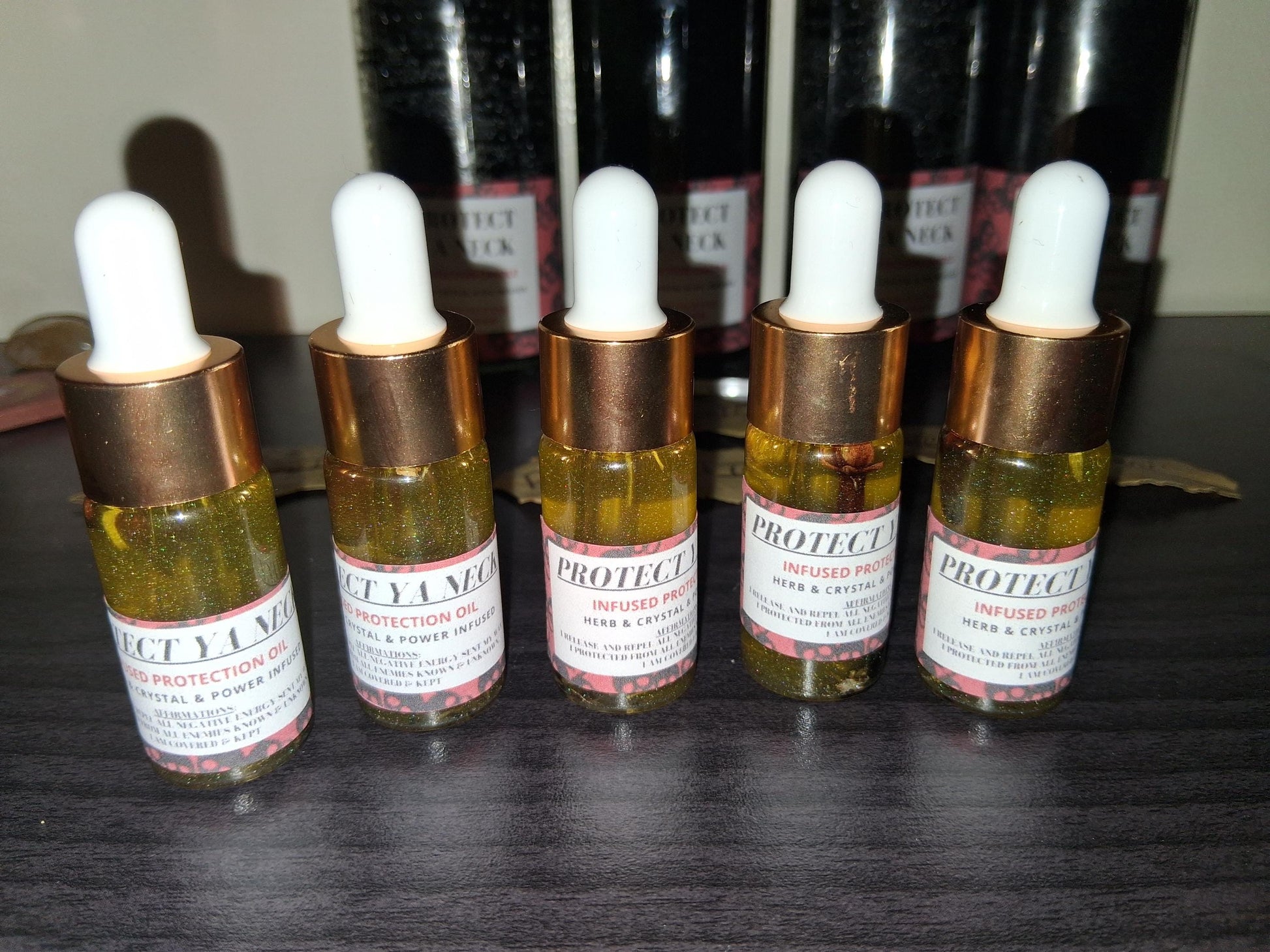 Protect Ya Neck protection conjure oil, ritual oil, Cleanse negativity, repel negativity, infused ritual oil, size 0.33oz