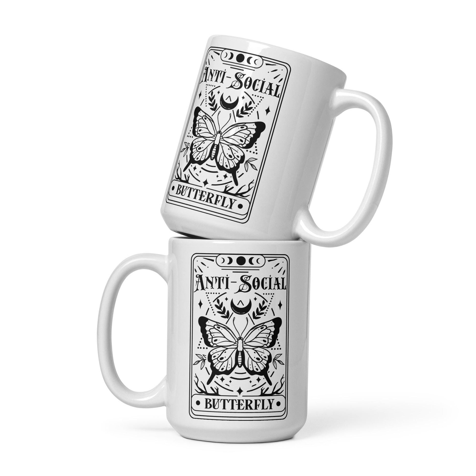 The Anti-social butterfly mug; ceramic mug, coffee mug, tea mug