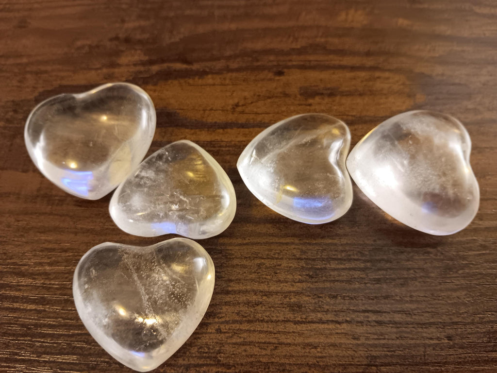 Clear Quartz Heart Crystals, gemstone crystals, clarity crystal, clear crystal, clear gemstone, manifesting gemstones