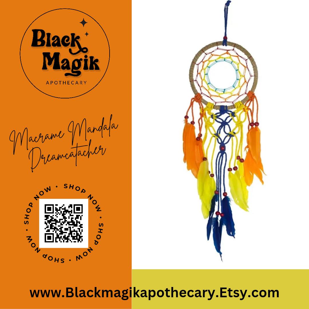 Black boho pagan Dreamcatcher, Black dreamcatcher, large dreamcatcher