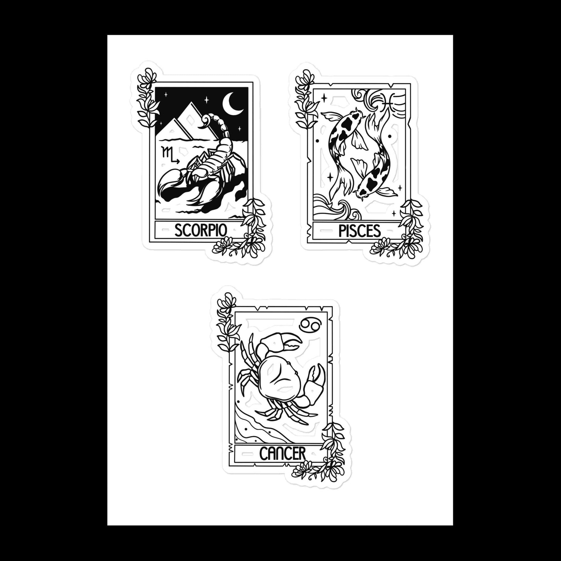 Water Signs Sticker sheet, Astrology stickers, Pisces, Scorpio, Cancer stickers, Zodiac stickers