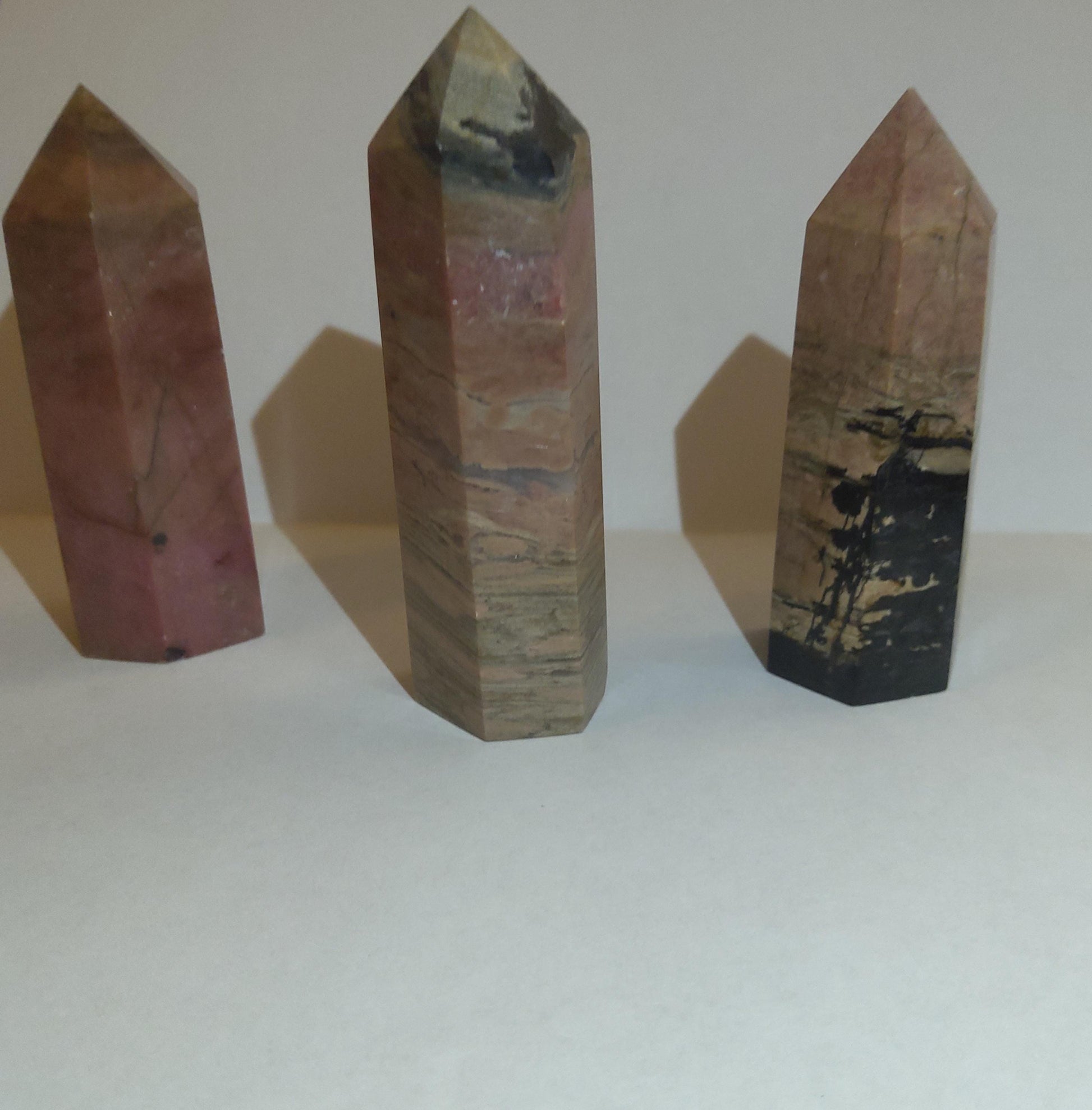 Rhodenite Obelisks crystals, pointed crystals, crystals of love and healing, rhodenite gemstones