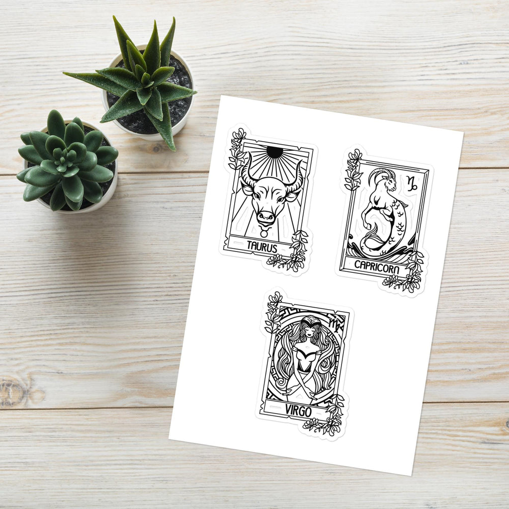 Earth Sign Zodiac Sticker sheet, Astrology stickers, Taurus sticker, Capricorn sticker, Virgo sticker, Zodiac sticker