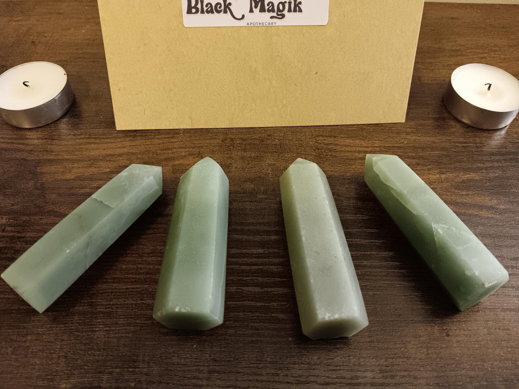 Green Aventurine obelisk, green gemstone, pointed crystal, abundance crystal