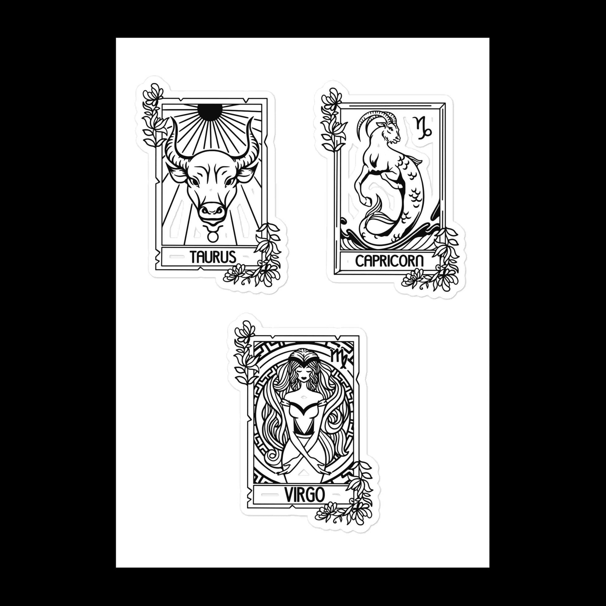 Earth Sign Zodiac Sticker sheet, Astrology stickers, Taurus sticker, Capricorn sticker, Virgo sticker, Zodiac sticker