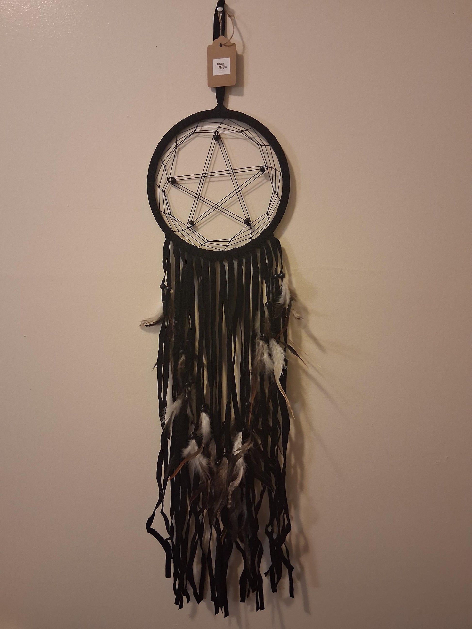 Black boho pagan Dreamcatcher, Black dreamcatcher, large dreamcatcher