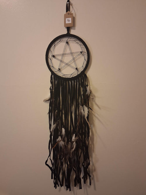 Black boho pagan Dreamcatcher, Black dreamcatcher, large dreamcatcher