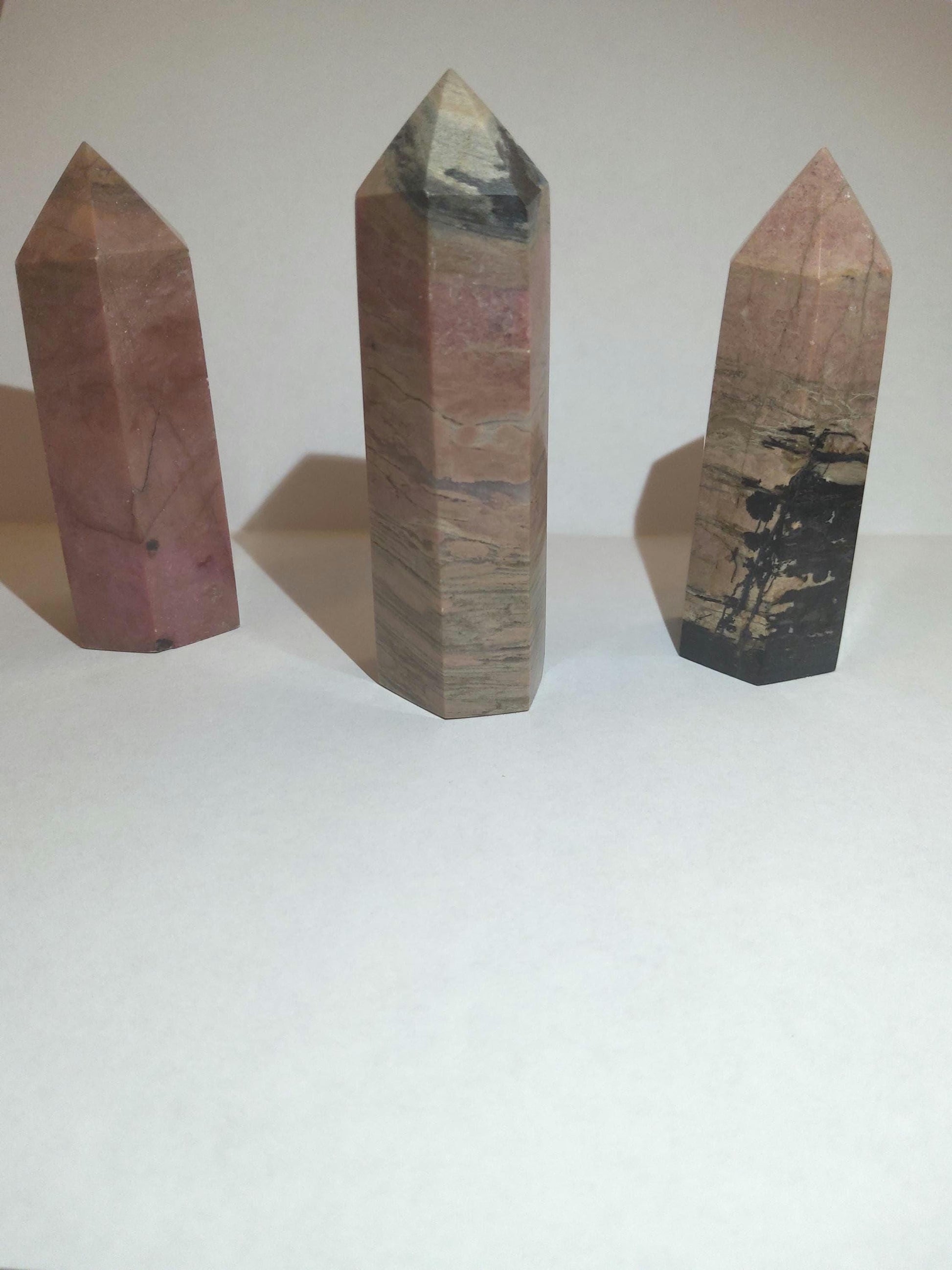 Rhodenite Obelisks crystals, pointed crystals, crystals of love and healing, rhodenite gemstones