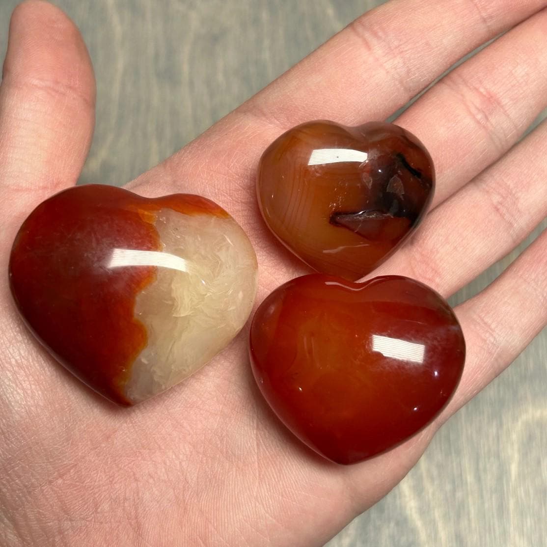Carnelian Heart shaped Crystals, Gemstones, Heart shaped crystals