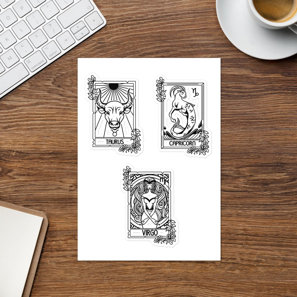 Earth Sign Zodiac Sticker sheet, Astrology stickers, Taurus sticker, Capricorn sticker, Virgo sticker, Zodiac sticker