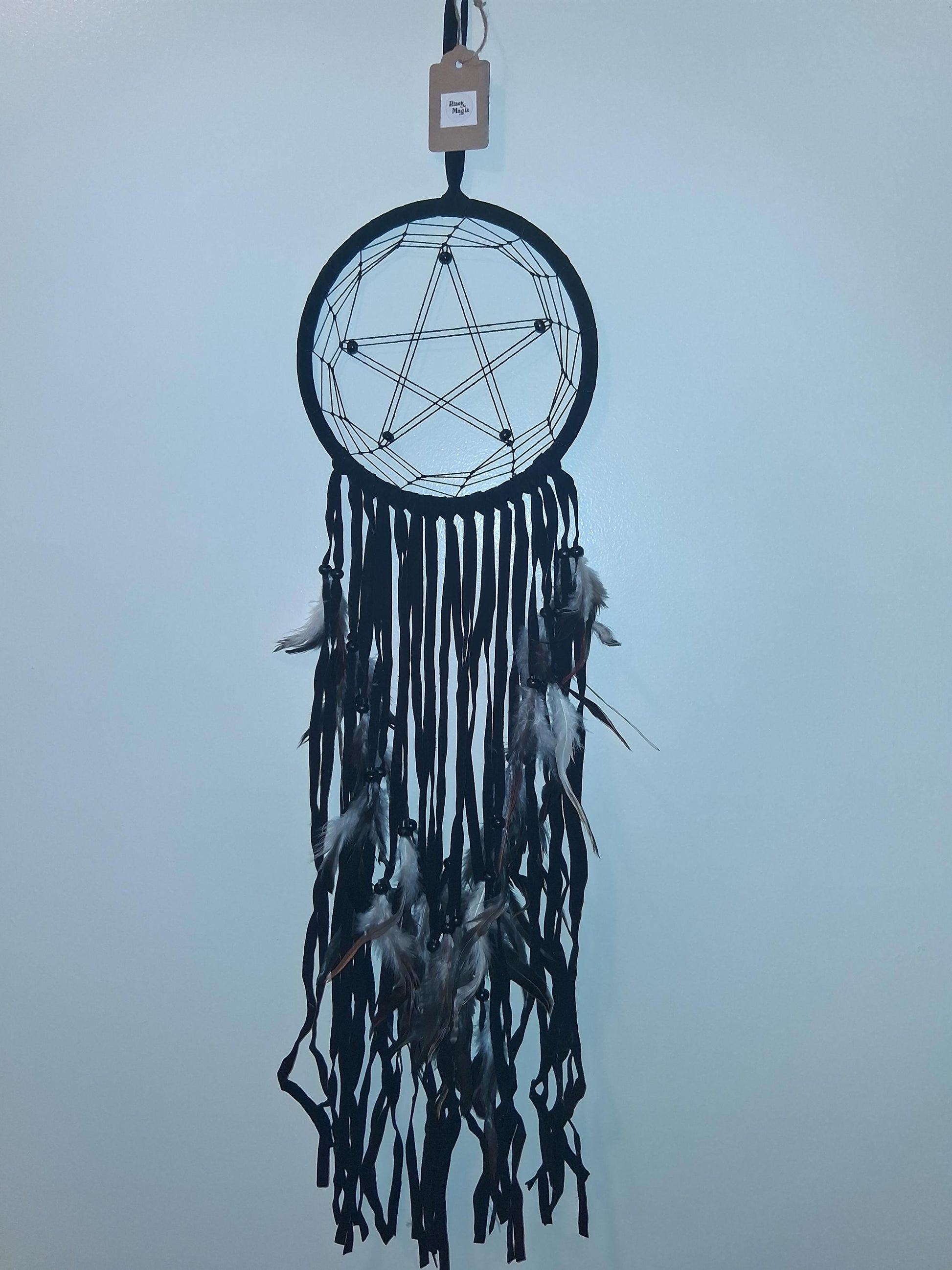 Black boho pagan Dreamcatcher, Black dreamcatcher, large dreamcatcher