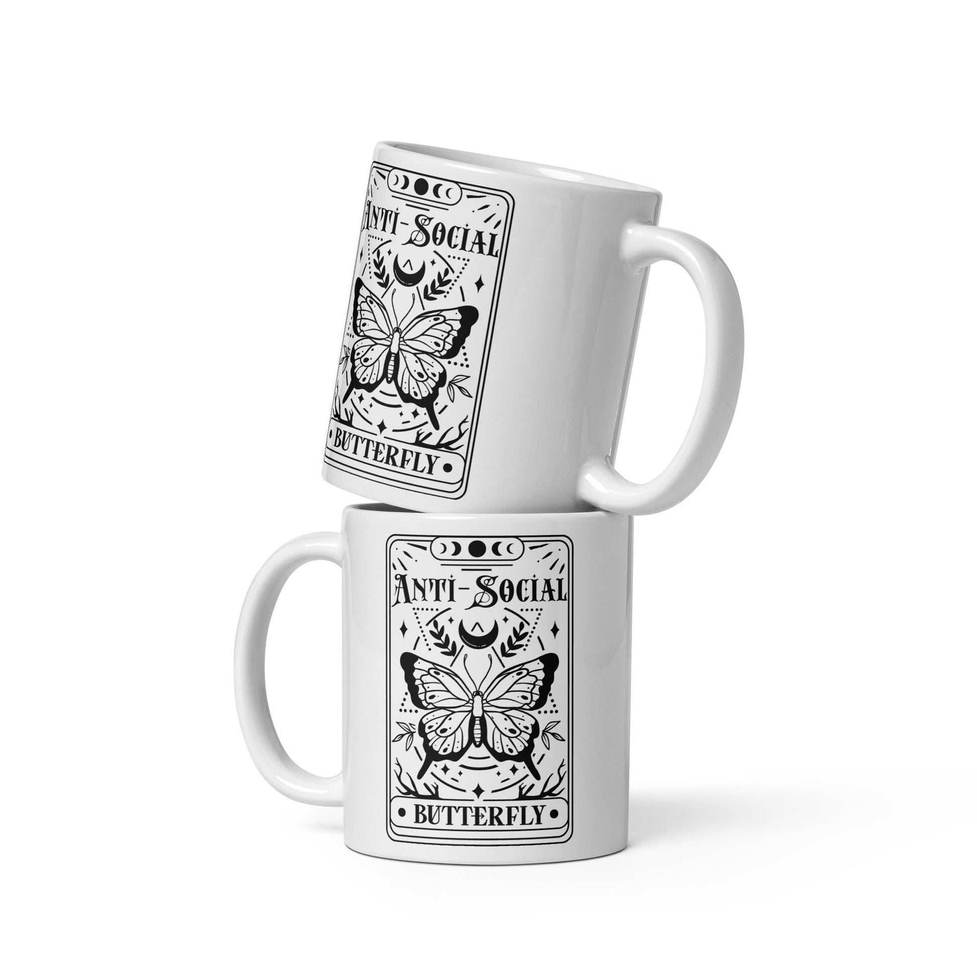 The Anti-social butterfly mug; ceramic mug, coffee mug, tea mug