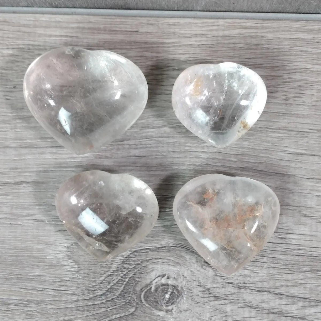 Clear Quartz Heart Crystals, gemstone crystals, clarity crystal, clear crystal, clear gemstone, manifesting gemstones