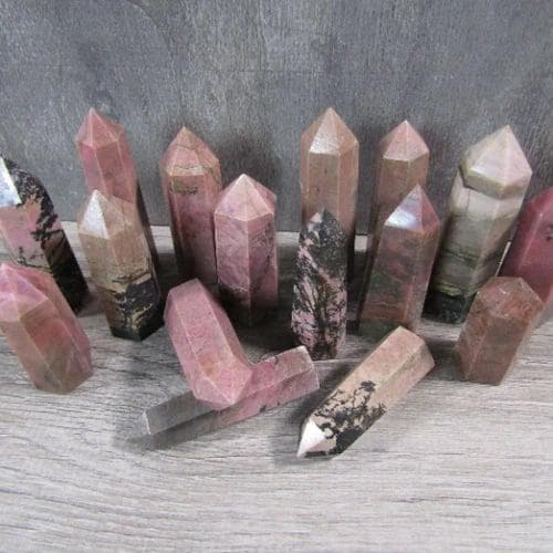 Rhodenite Obelisks crystals, pointed crystals, crystals of love and healing, rhodenite gemstones