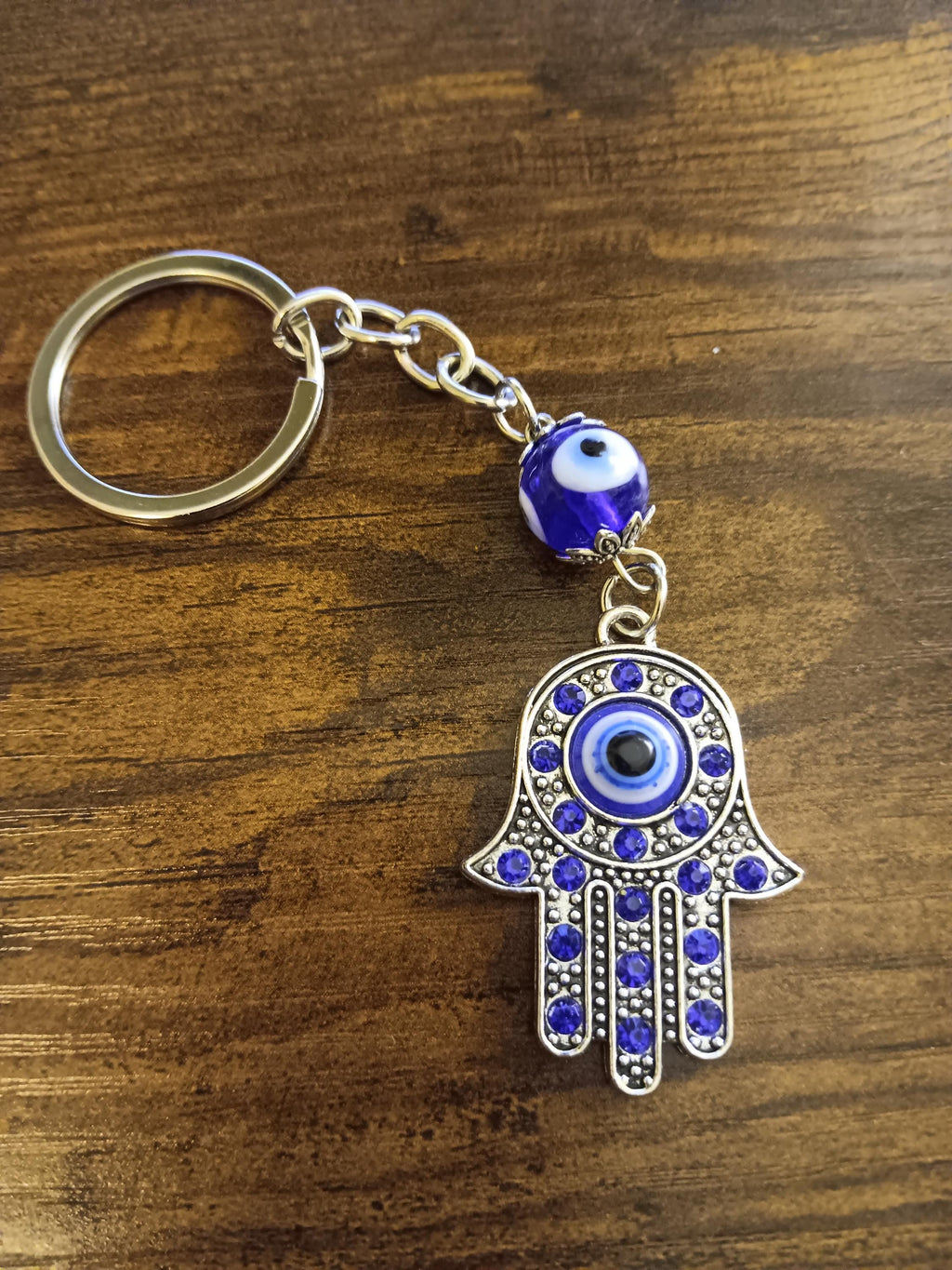 Evil eye keychain, handmade, silver keychain