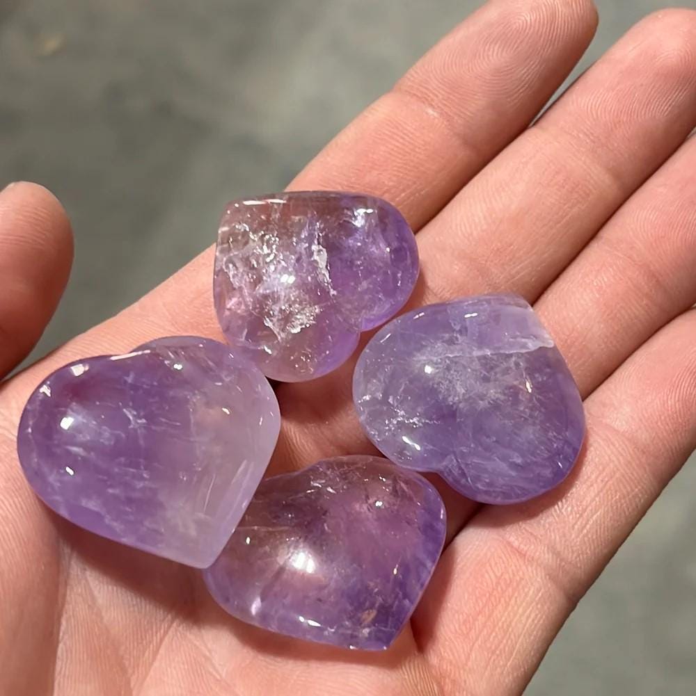 Amethyst Heart crystals, heart shaped gemstones, heart crystals, Amethyst stones, small crystals
