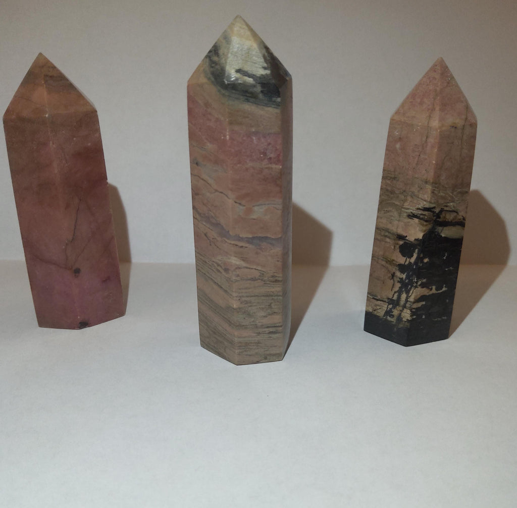 Rhodenite Obelisks crystals, pointed crystals, crystals of love and healing, rhodenite gemstones