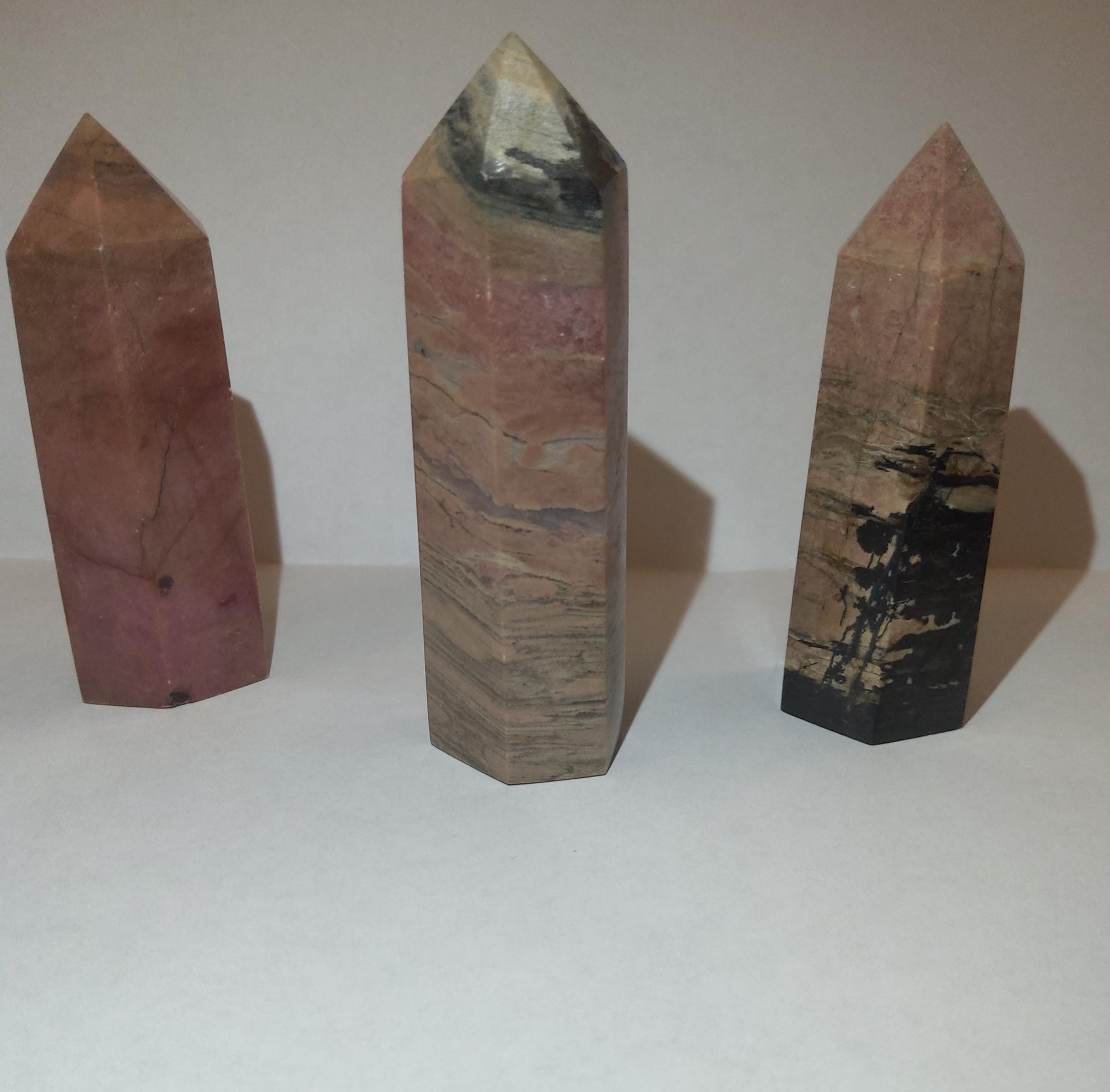 Rhodenite Obelisks crystals, pointed crystals, crystals of love and healing, rhodenite gemstones