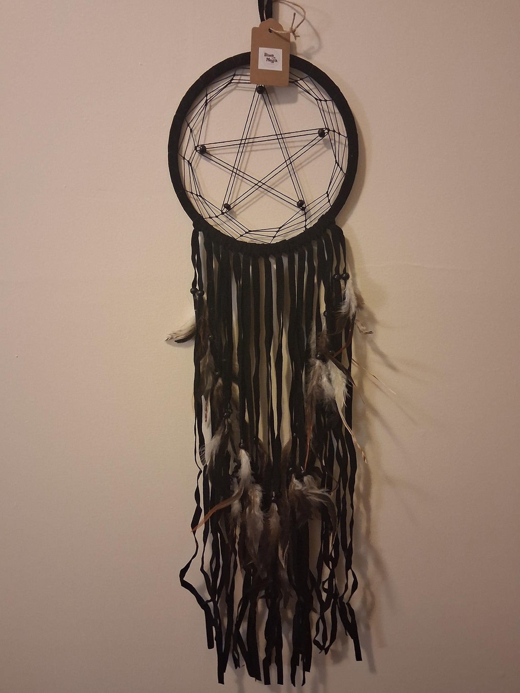 Black boho pagan Dreamcatcher, Black dreamcatcher, large dreamcatcher