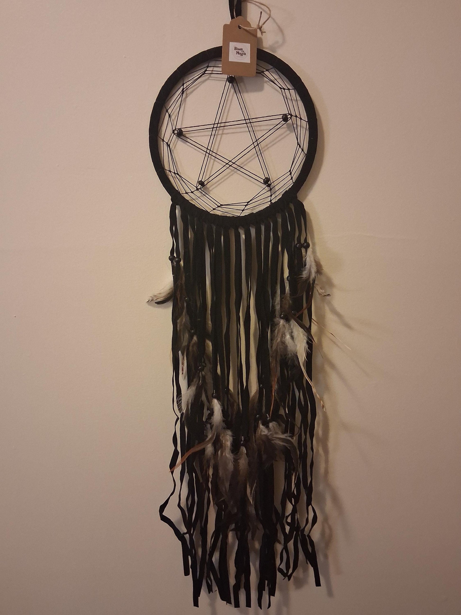 Black boho pagan Dreamcatcher, Black dreamcatcher, large dreamcatcher