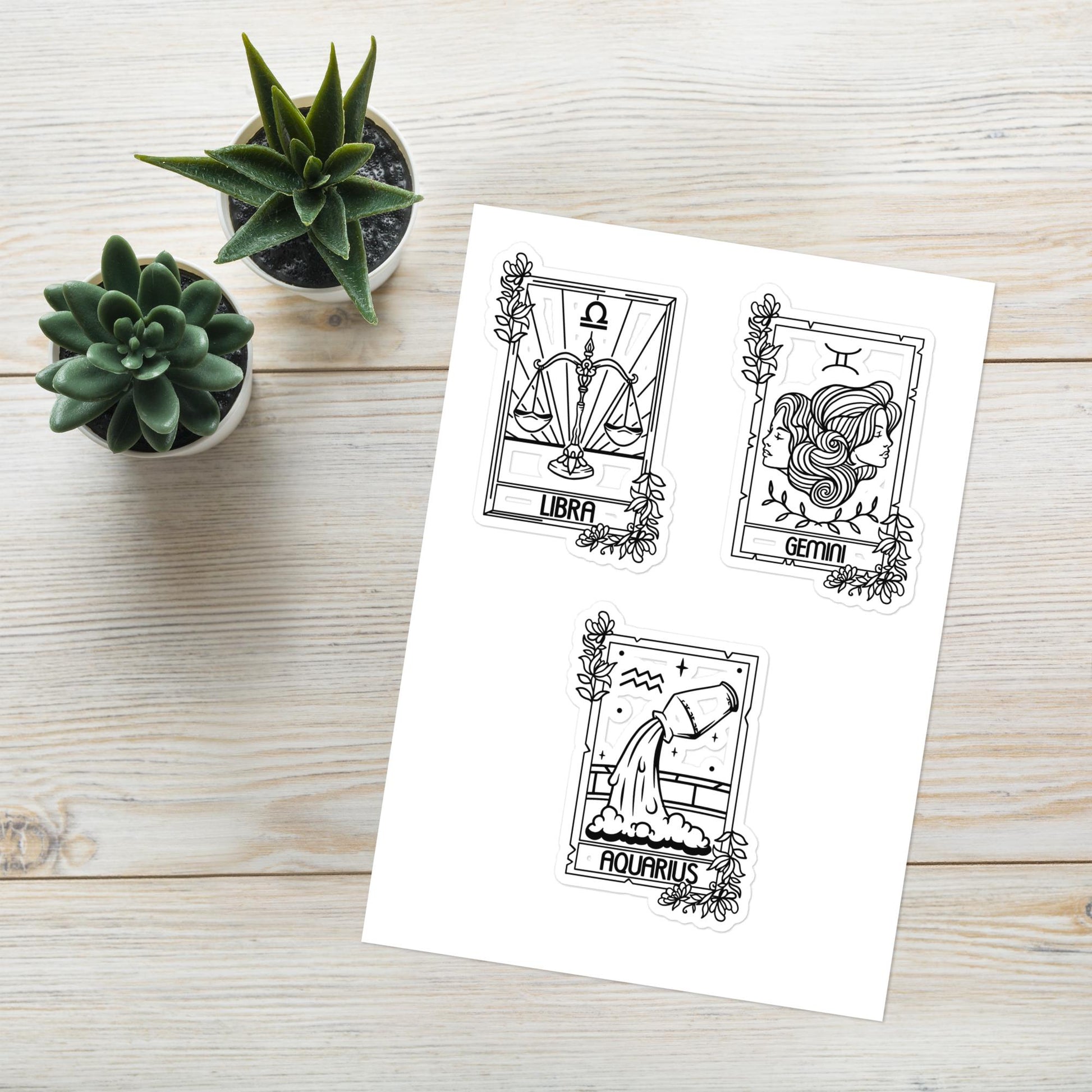 Air Zodiac Sign Sticker sheet, Astrology stickers, Aquarius Sticker, Gemini sticker, Libra stickers, Zodiac stickers