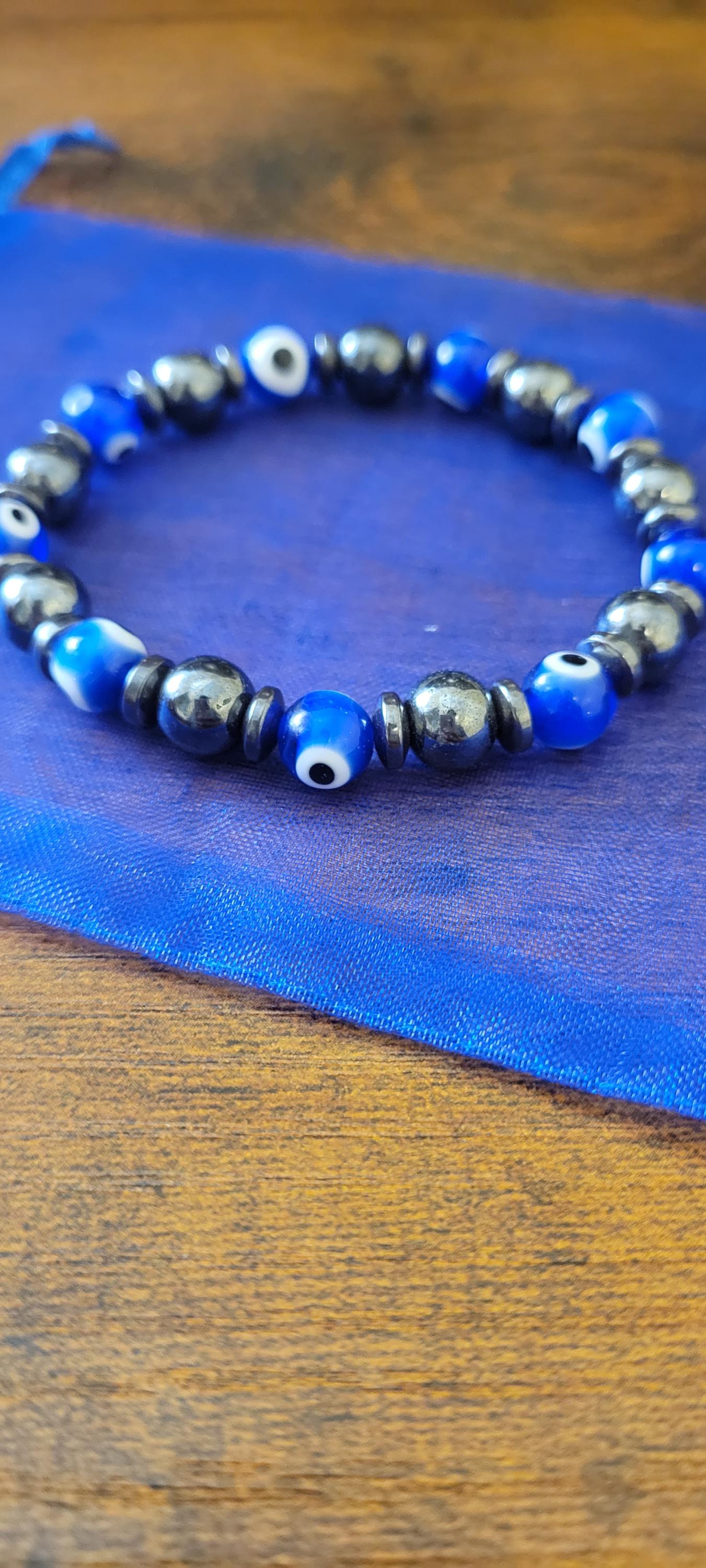 Evil Eye & Hematite Protection bracelet, protection jewelry, gemstone jewelry, crystal bracelet