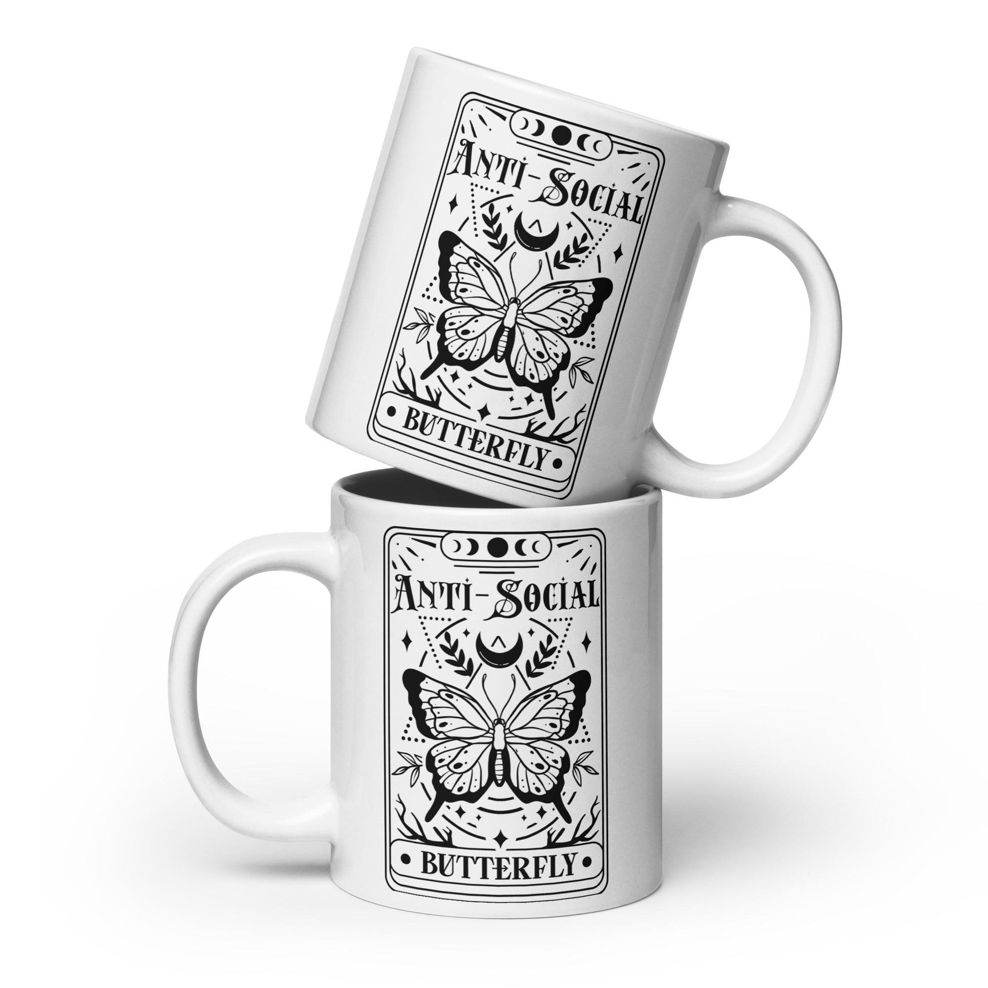 The Anti-social butterfly mug; ceramic mug, coffee mug, tea mug